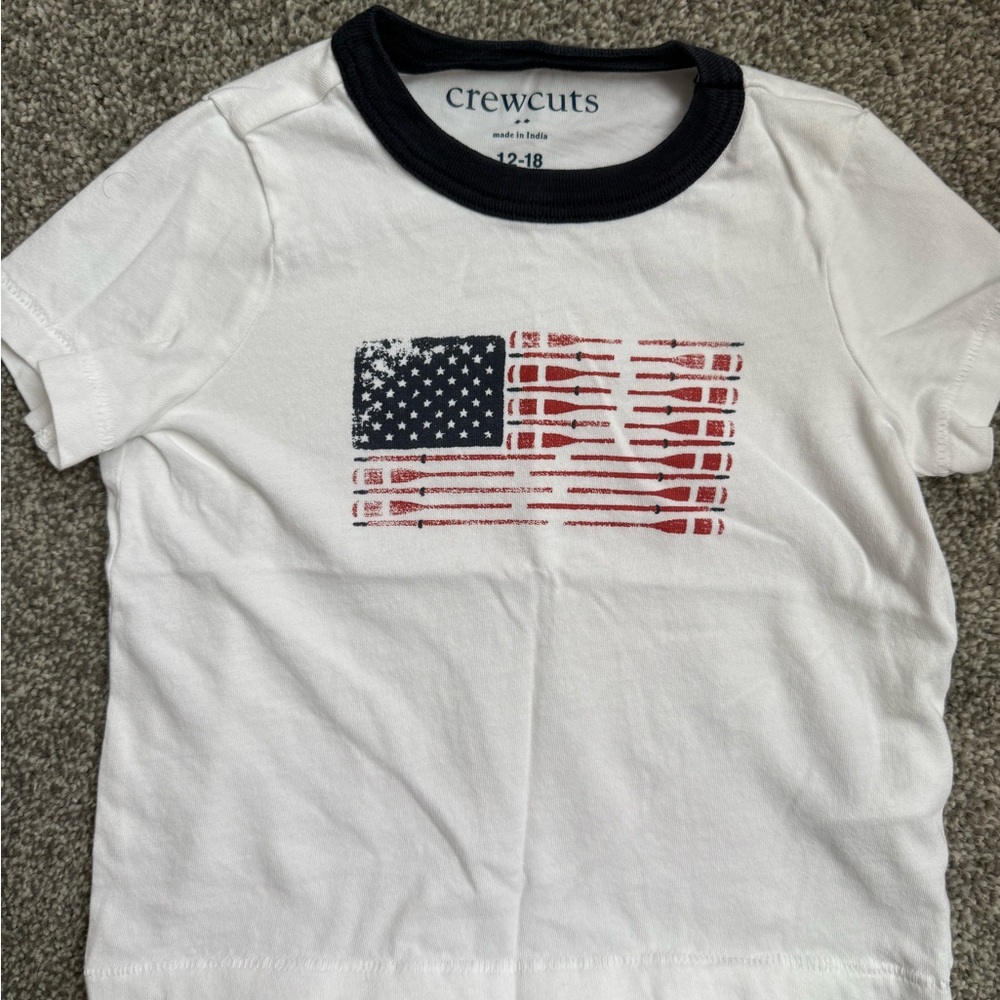 Crewcuts Kids White and Navy Flag Tee